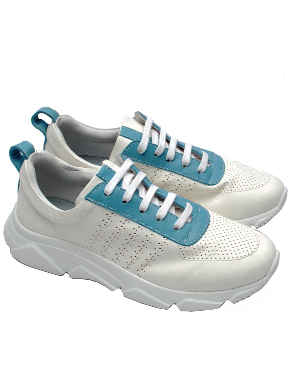 Sneaker Donna Piero Casari Lucia Nappa Bianca Cielo Pe25 - Calzature Nucca