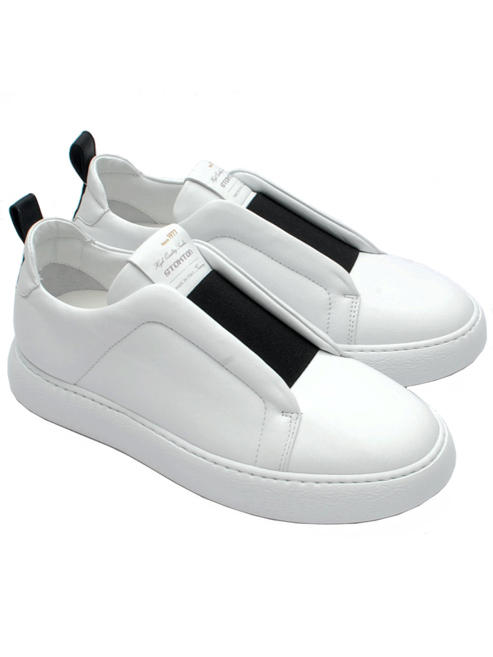 Sneakers Slip On Donna Stokton 213d Bianche con Elastico Pe25- Calzature Nucca