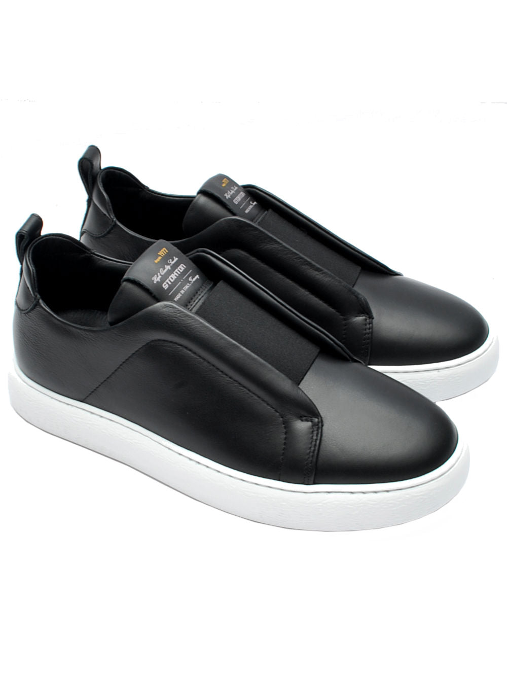 Sneakers Slip On Uomo Stokton 213u Vitello Nero con Elastico Pe25 - Calzature Nucca