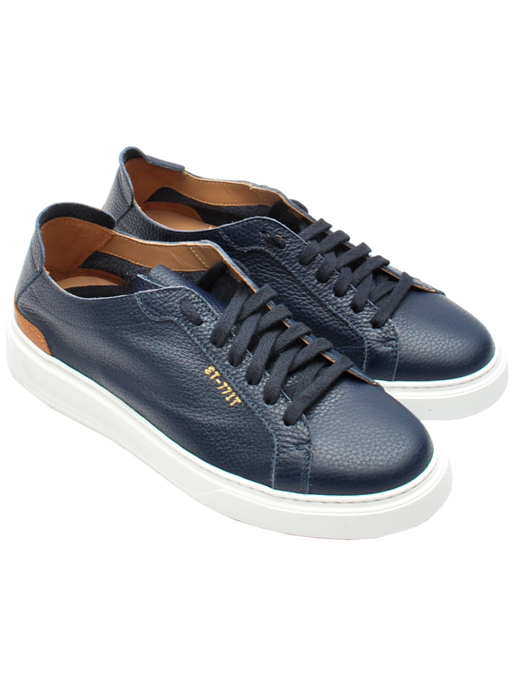 Sneakers Uomo Stokton 255u Vitello Bottalato Blu Sfoderato Pe25 - Calzature Nucca