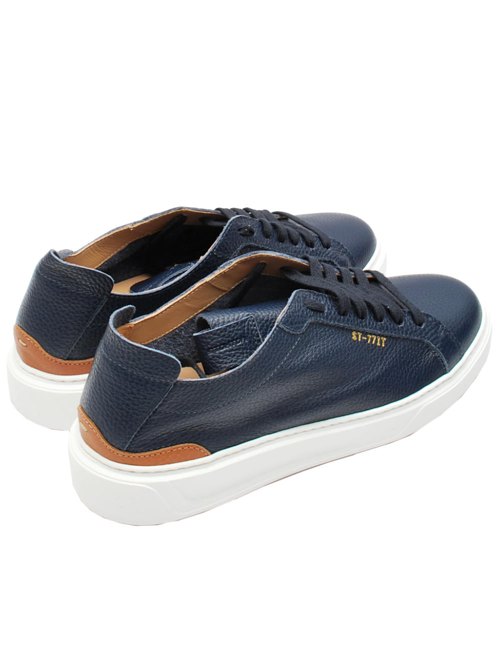 Sneakers Uomo Stokton 255u Vitello Bottalato Blu Sfoderato Pe25 - Calzature Nucca