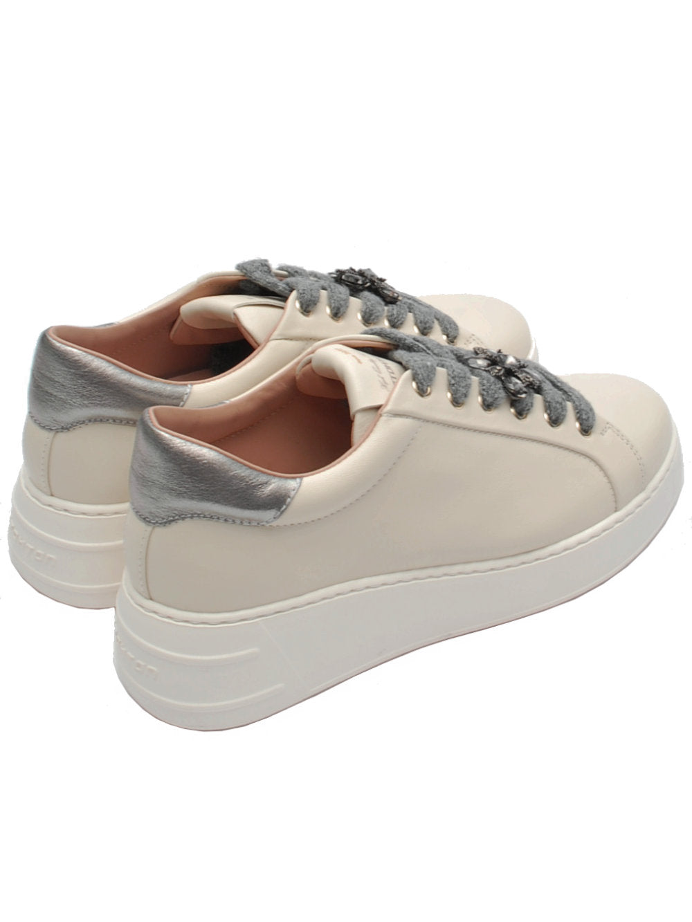 Sneakers Donna Stokton 223D Nappa Panna con Gioielli Ai25- Calzature Nucca