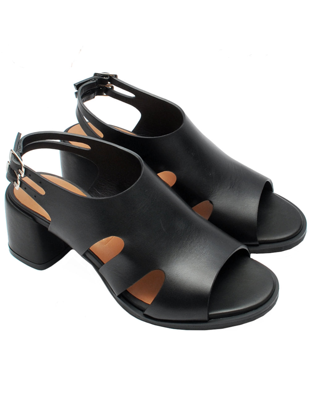 Sandalo Accollato The Seller 338 Nero Vitello Taglio Vivo Tacco 50 Pe25 - Calzature Nucca
