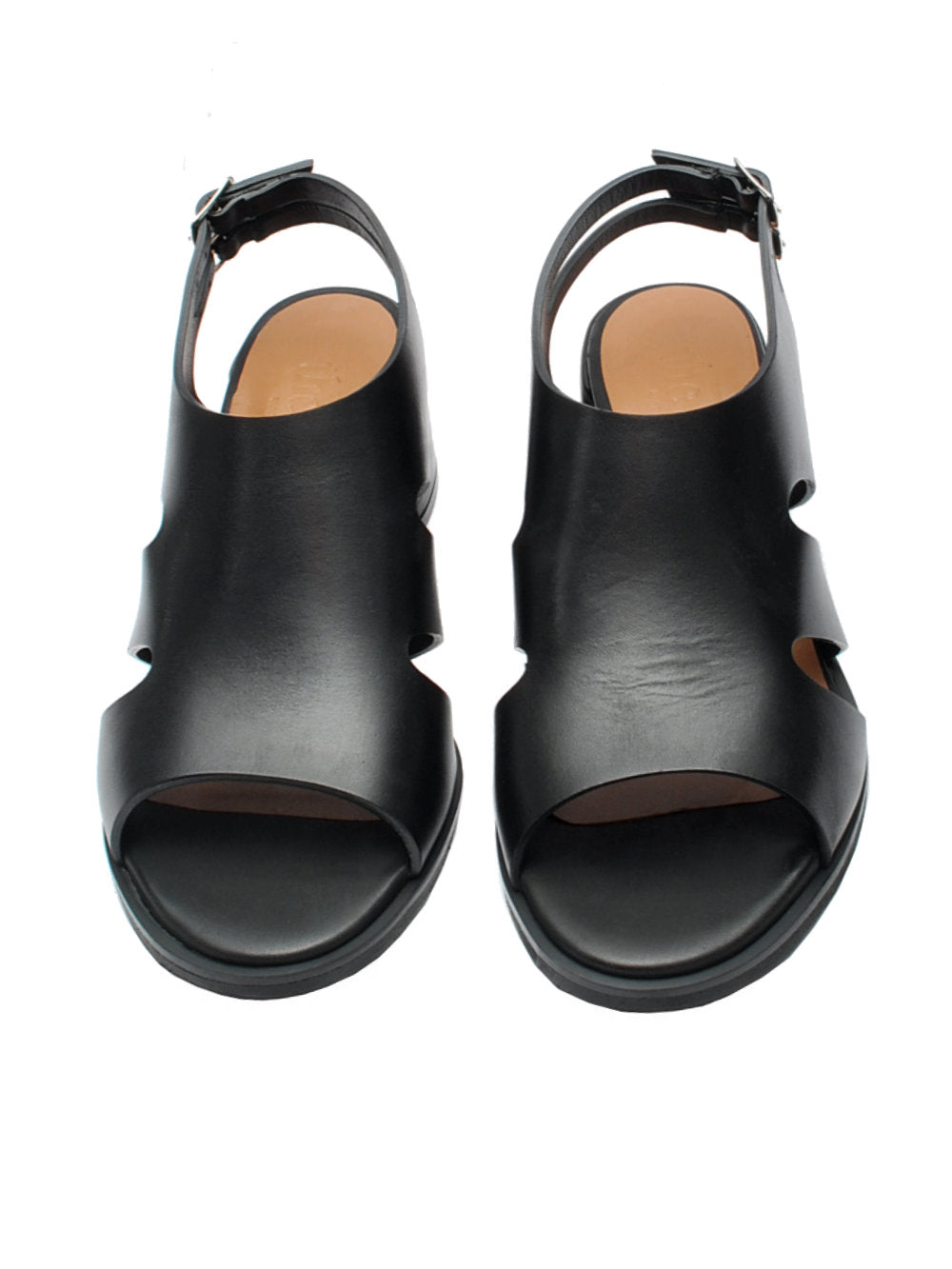Sandalo Accollato The Seller 338 Nero Vitello Taglio Vivo Tacco 50 Pe25 - Calzature Nucca