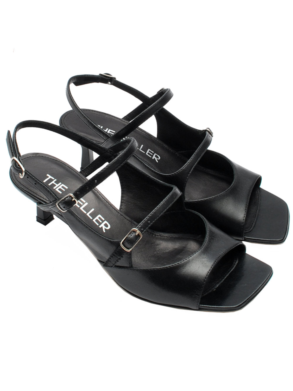 Sandalo con Cinturini The Seller SE1047 Nappa Nero Tacco 50 Pe25 - Calzature Nucca