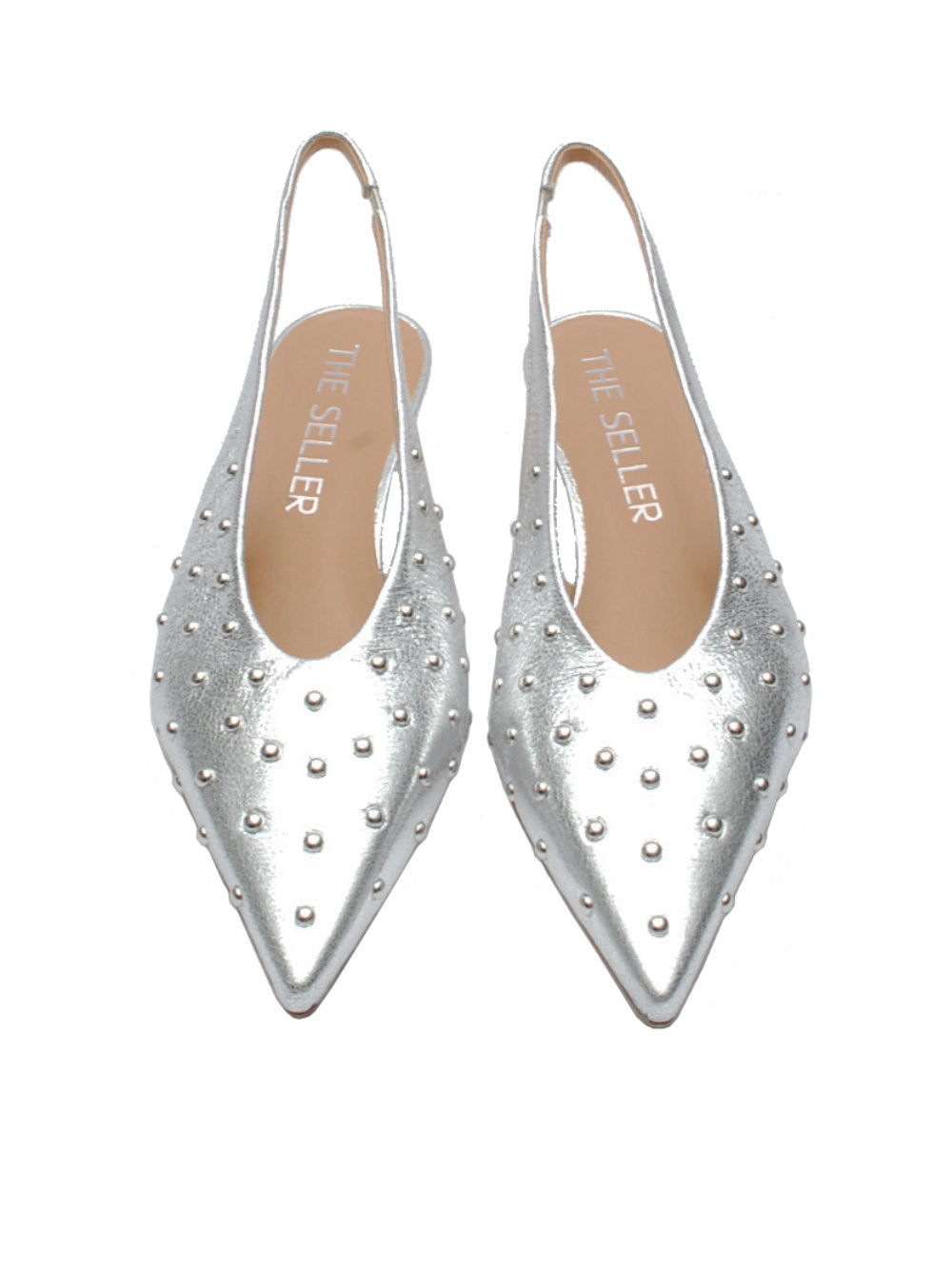 Slingback Donna The Seller SS2001 Shine Argento con Borchie Pe25 - Calzature Nucca
