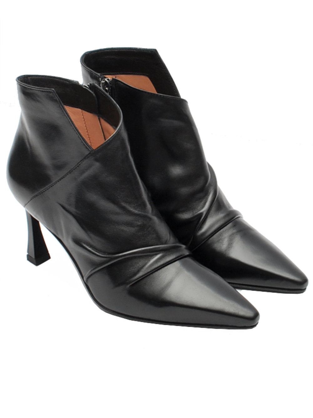 Tronchetto The Seller SS3020 - Nappa Nera Effetto Raggrinzito Tacco 7cm Ai25 - Calzature Nucca