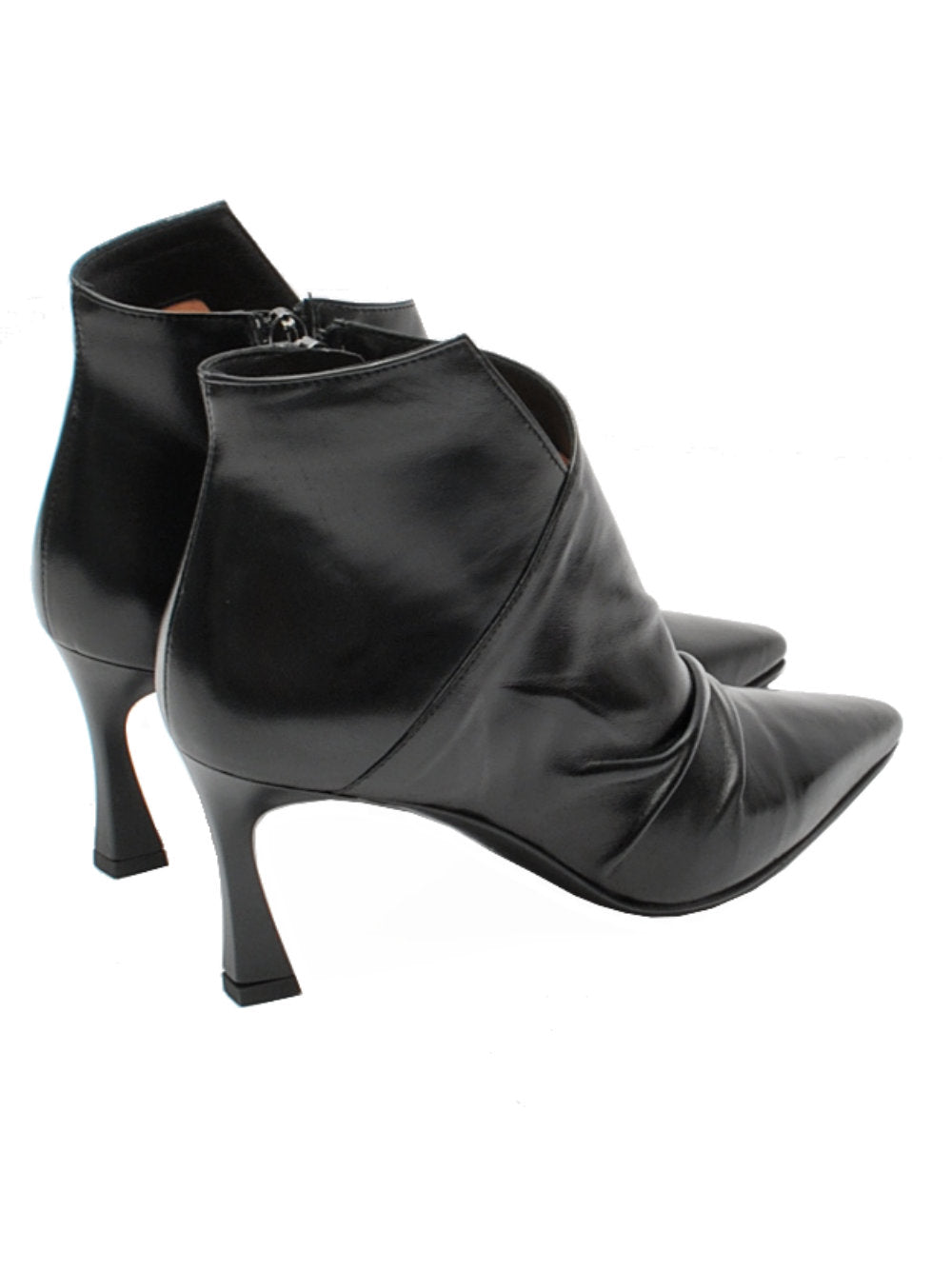 Tronchetto The Seller SS3020 - Nappa Nera Effetto Raggrinzito Tacco 7cm Ai25 - Calzature Nucca