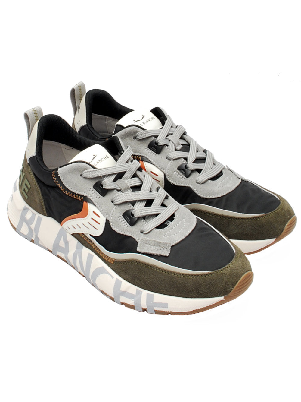 Sneakers Voile Blanche Club01 Suede Nylon - Army green-Black-Grey (Cod. 1f08) ai25 - Calzature Nucca