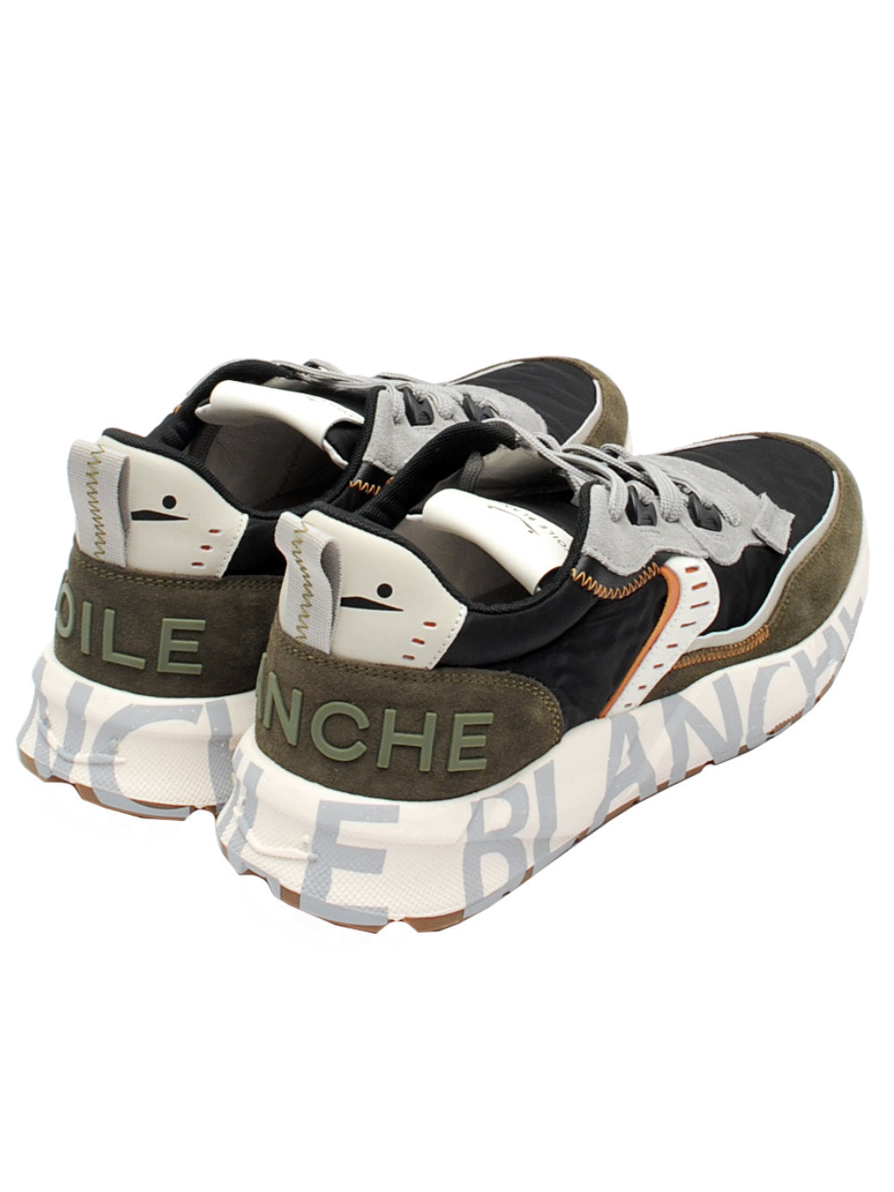 Sneakers Voile Blanche Club01 Suede Nylon - Army green-Black-Grey (Cod. 1f08) ai25 - Calzature Nucca