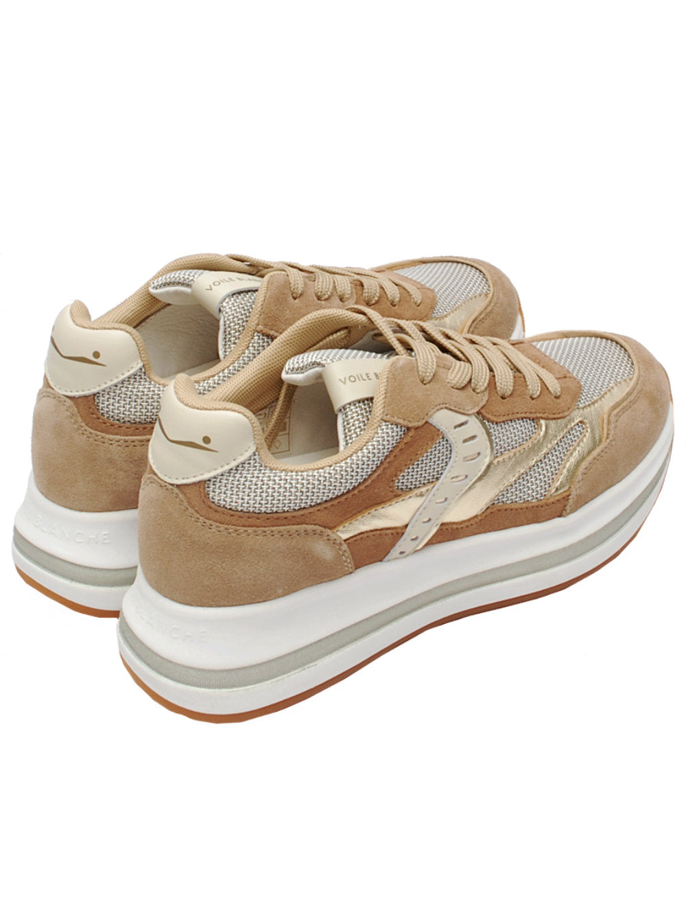 Sneaker Donna Voile Blanche Merry 122 - Light Brown - Platinum (Cod. 4D67) Ai26