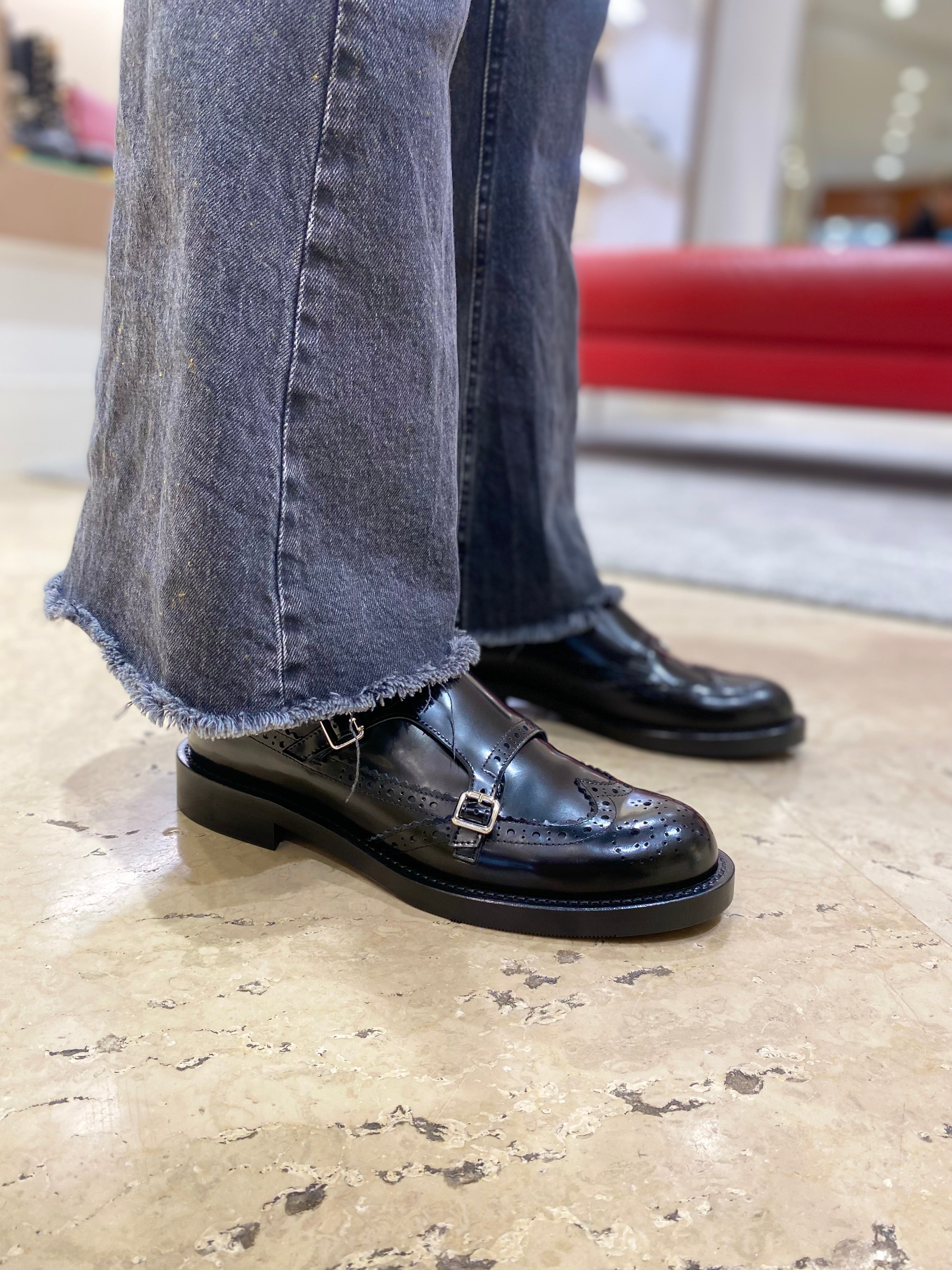 Guglielmo Rotta scarpa doppia fibbia Parker indio black ai24