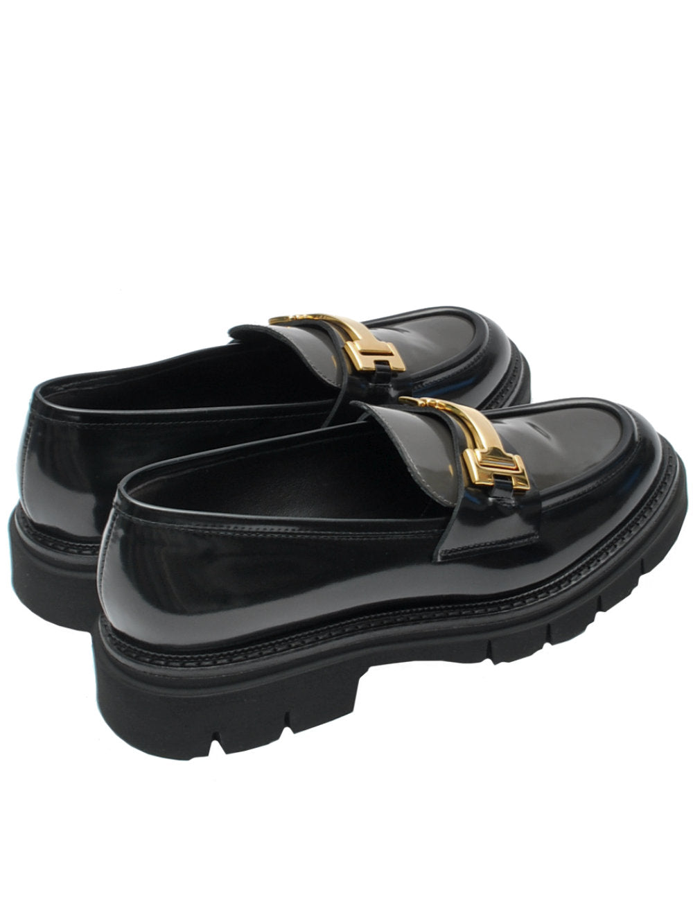 Mocassino Donna 13 Vestreet 413 - Vitello Lucido Nero con Barra Dorata Ai25 - Calzature Nucca