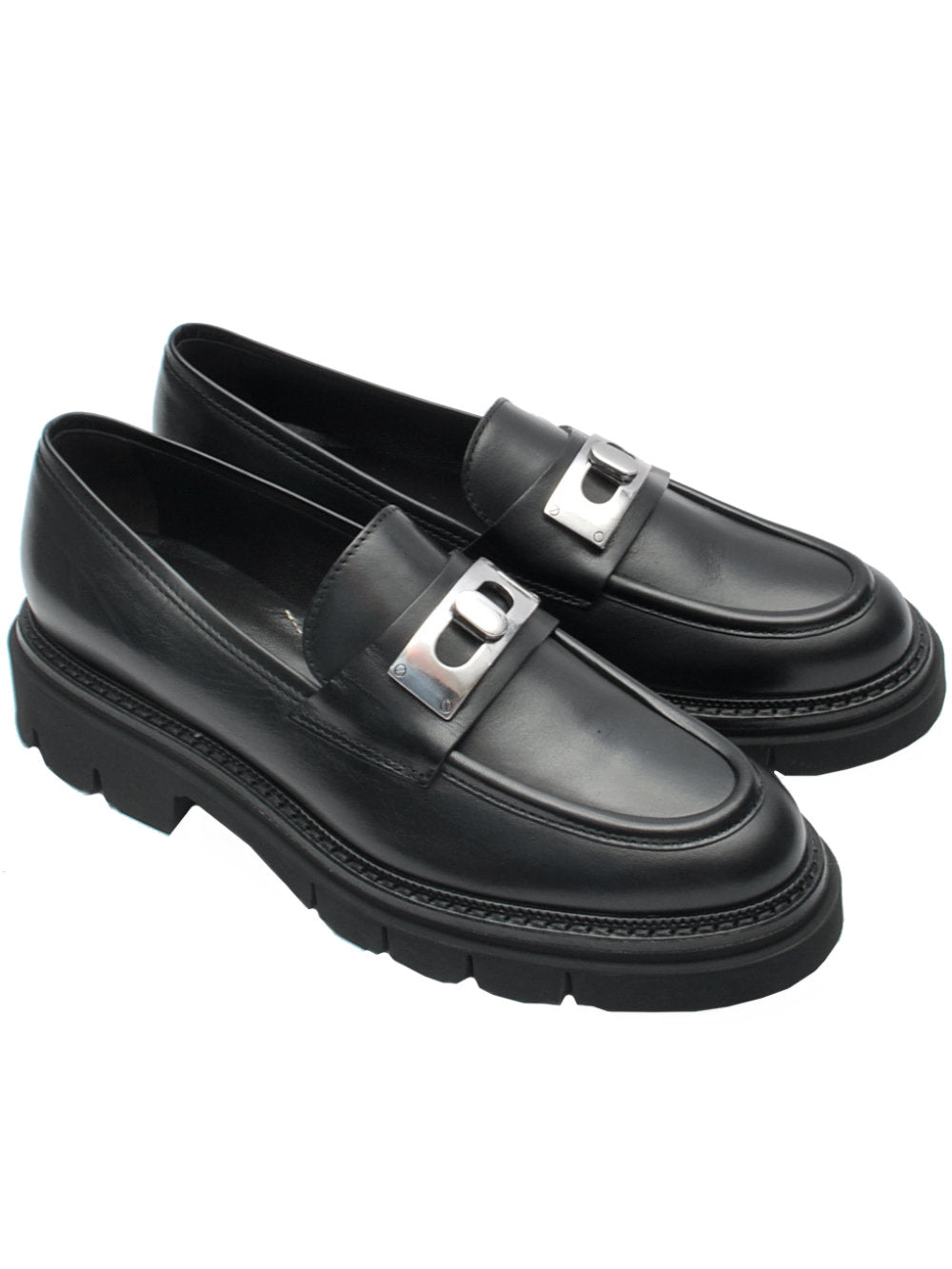 Mocassino Donna 13 Vestreet 579 - Nappa Nera con Accessorio Nikel Ai25 - Calzature Nucca