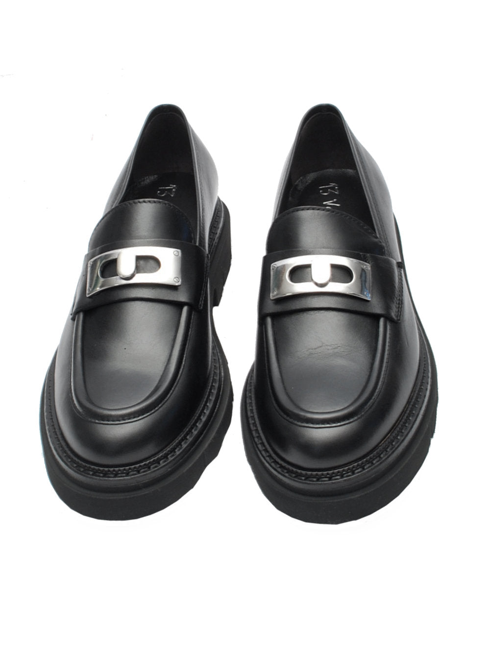 Mocassino Donna 13 Vestreet 579 - Nappa Nera con Accessorio Nikel Ai25 - Calzature Nucca