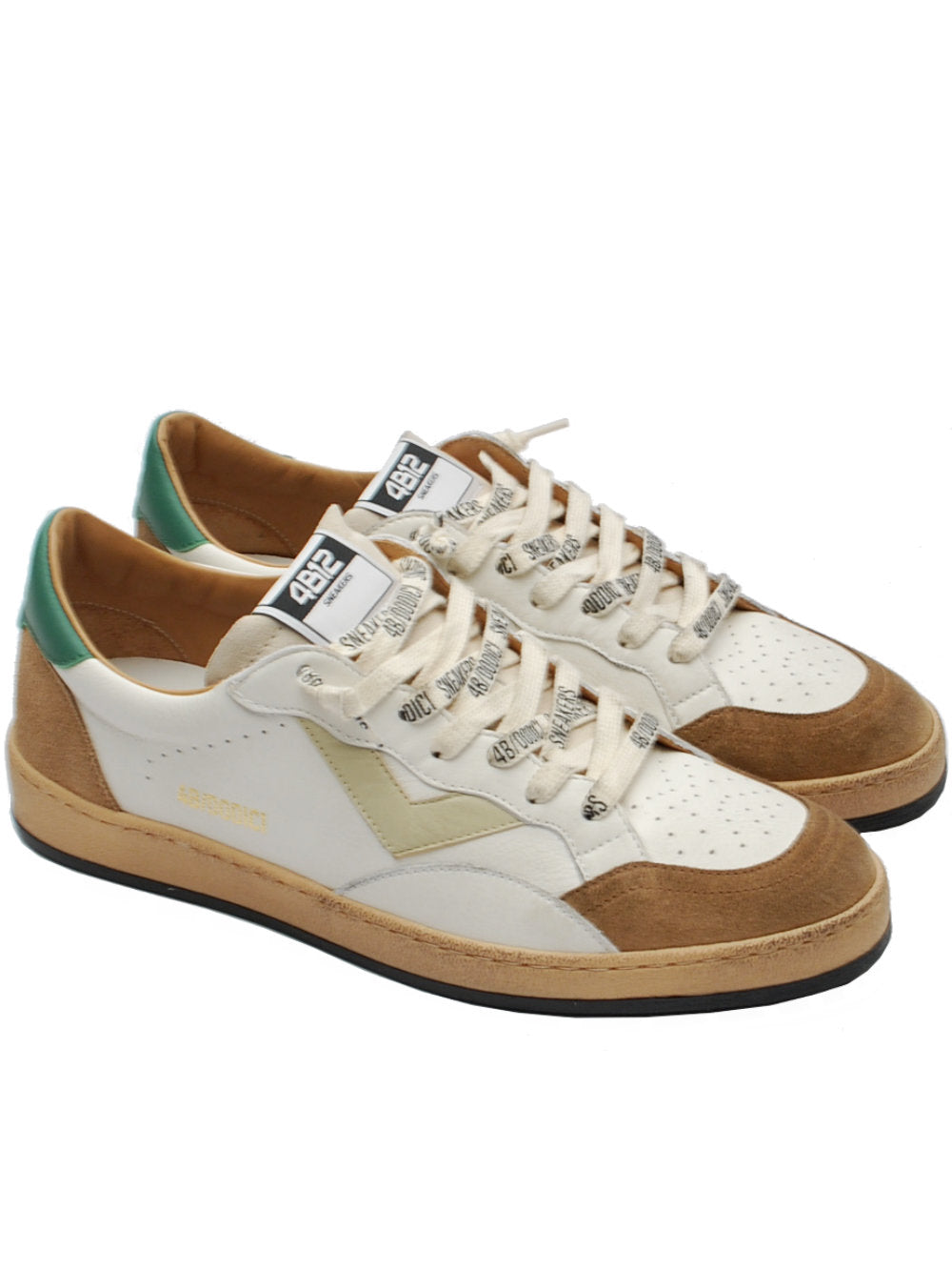 Sneakers Uomo 4B12 Playnew u103 offwhite-green-beige pe25 - Calzature Nucca