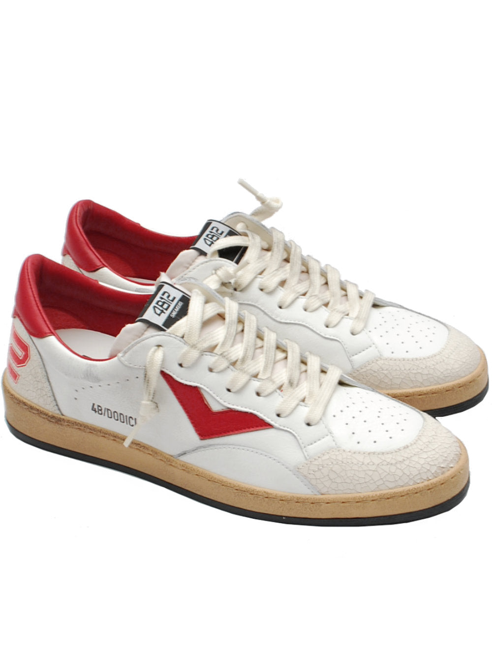 Sneakers Uomo 4B12 Playnew u118 bianca-rossa pe25 - Calzature Nucca