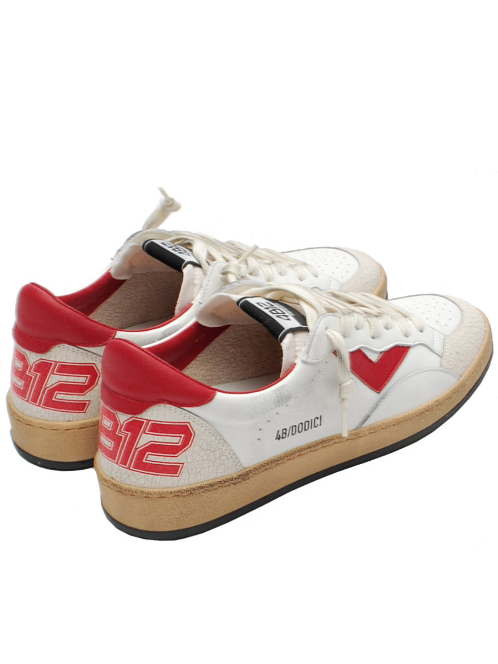 Sneakers Uomo 4B12 Playnew u118 bianca-rossa pe25 - Calzature Nucca