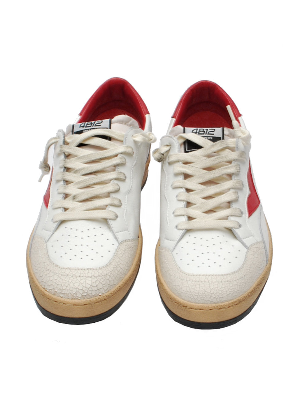 Sneakers Uomo 4B12 Playnew u118 bianca-rossa pe25 - Calzature Nucca