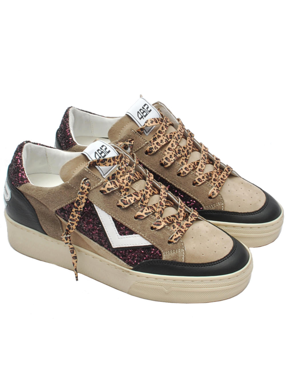 Sneakers Donna 4B12 Kyle D113 Beige Bordeaux Ai25 - Calzature Nucca