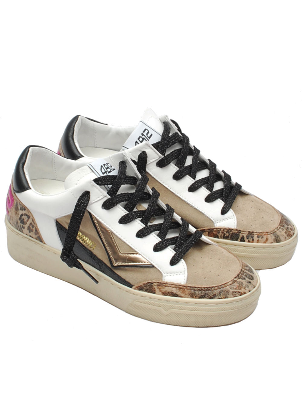 Sneakers Donna 4B12 Kyle D117 Beige Animalier Ai25 - Calzature Nucca