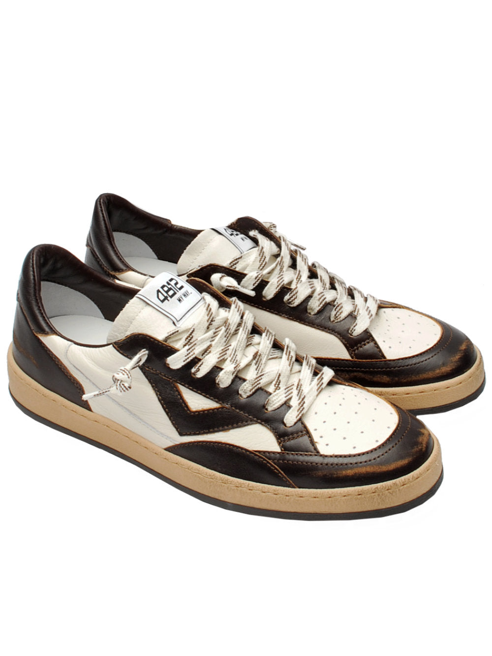 Sneakers Uomo 4B12 Playnew U1031 Coffee White Ai26