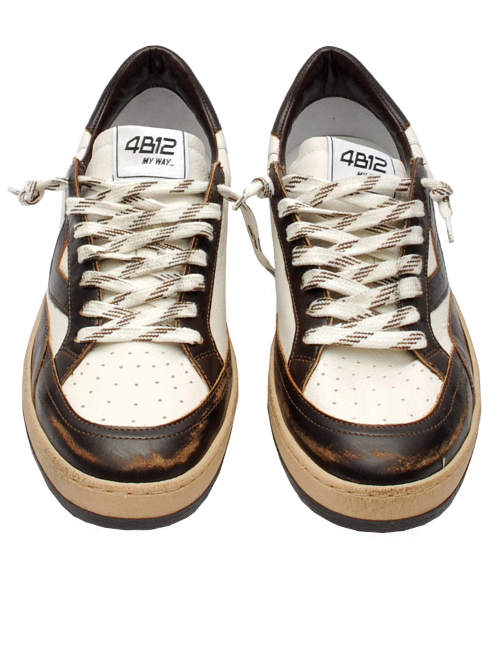 Sneakers Uomo 4B12 Playnew U1031 Coffee White Ai26
