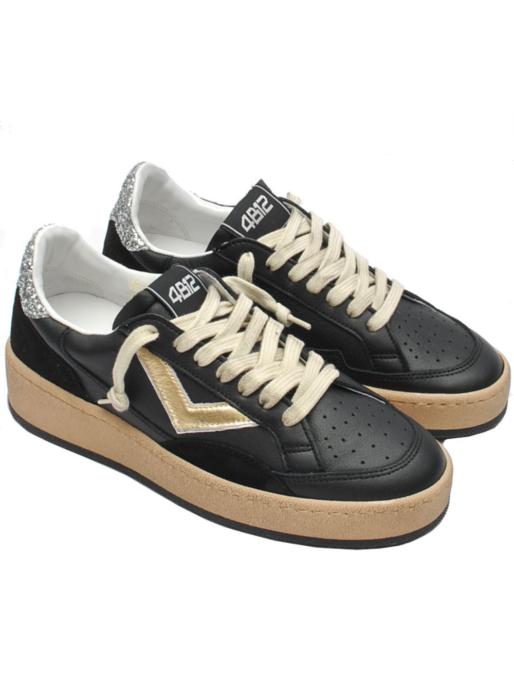 Sneakers Donna 4B12 Playnewsky D221 Black Gold Ai25 - Calzature Nucca
