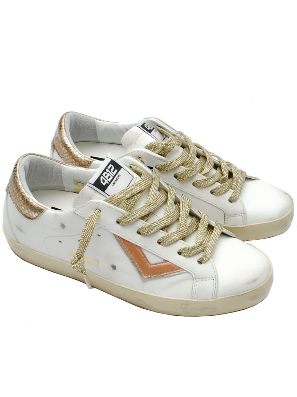 Sneakers Donna 4B12 Suprime D303 Bianco Bronzo Pe25 - Calzature Nucca