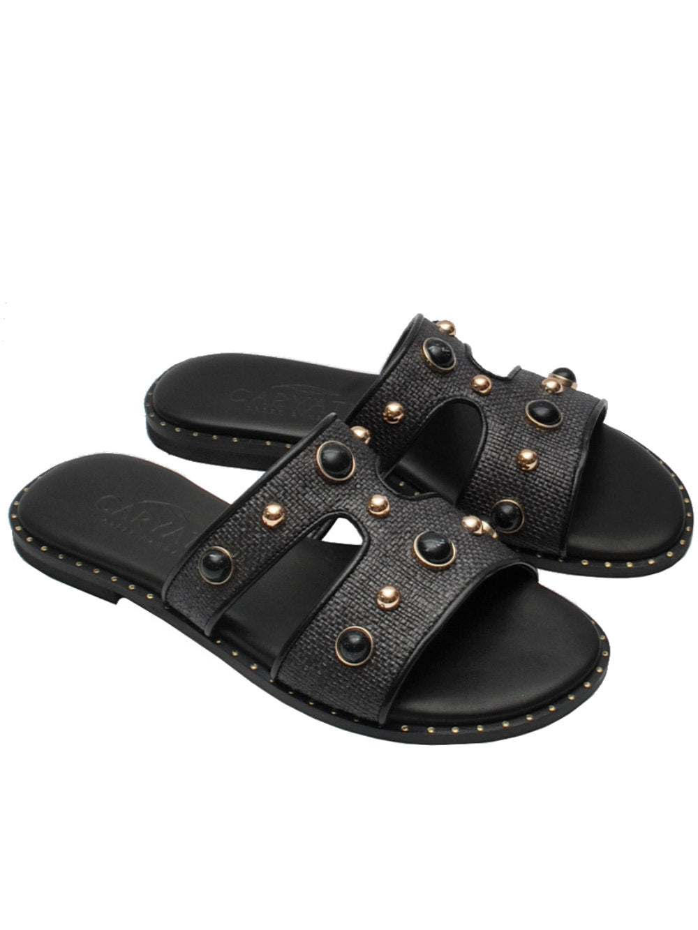 Ciabatte Caryatis 62051 Black: Raffinatezza naturale con un tocco luminoso