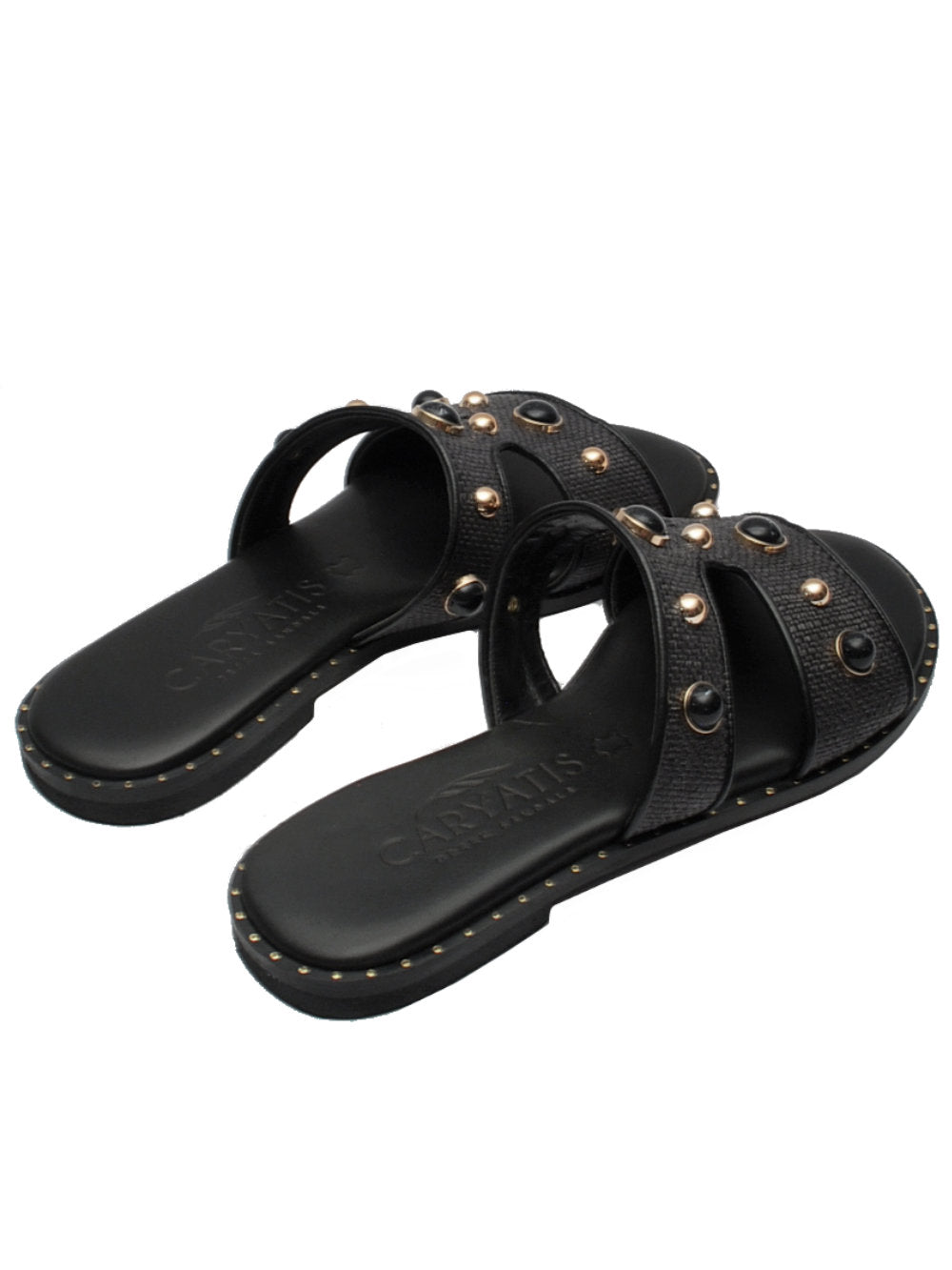 Ciabatte Caryatis 62051 Black: Raffinatezza naturale con un tocco luminoso