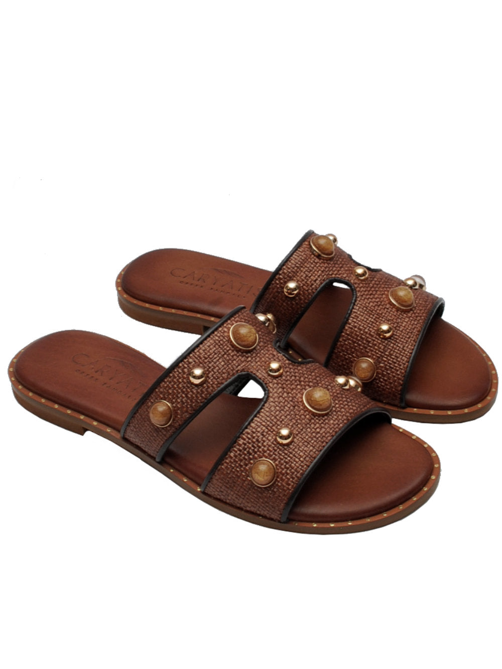 Ciabatte Caryatis 62051 Brown: Raffinatezza naturale con un tocco luminoso