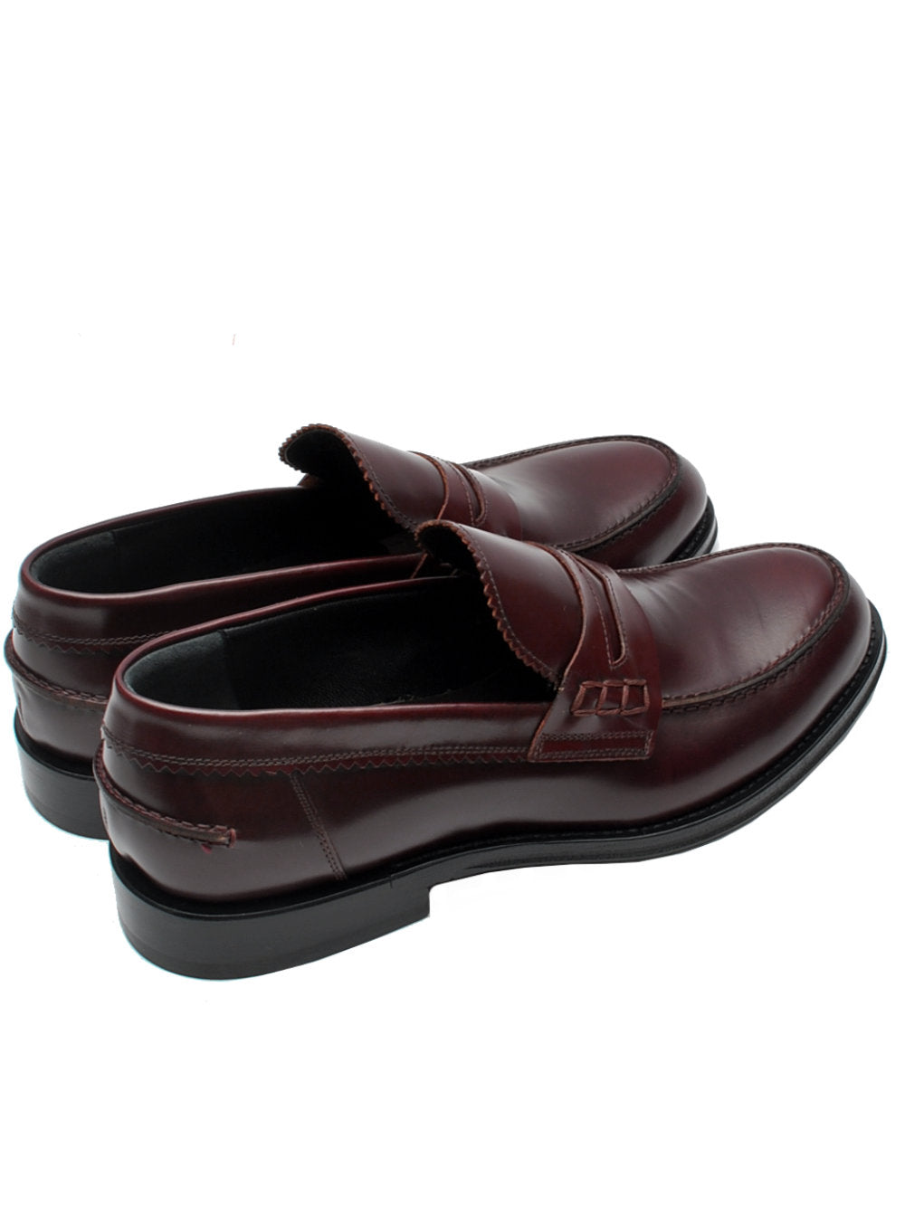 Mocassini College Uomo Corvari 1820 Vitello Spazzolato Bordeaux Pe25 - Calzature Nucca