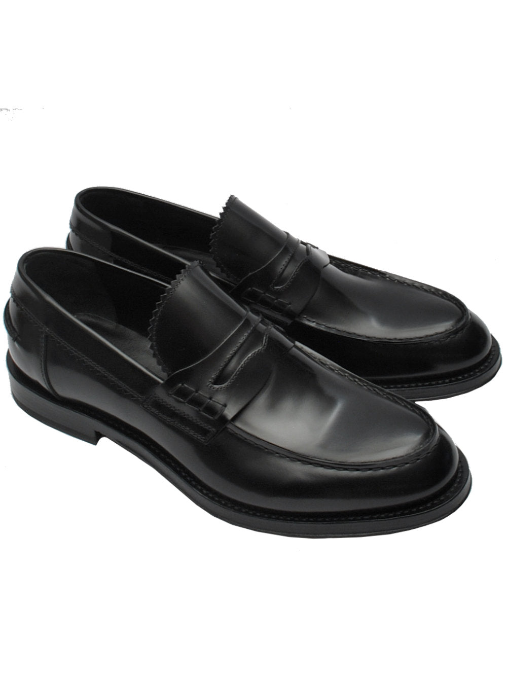 Mocassini College Uomo Corvari 1820 Vitello Spazzolato Nero Pe25 - Calzature Nucca