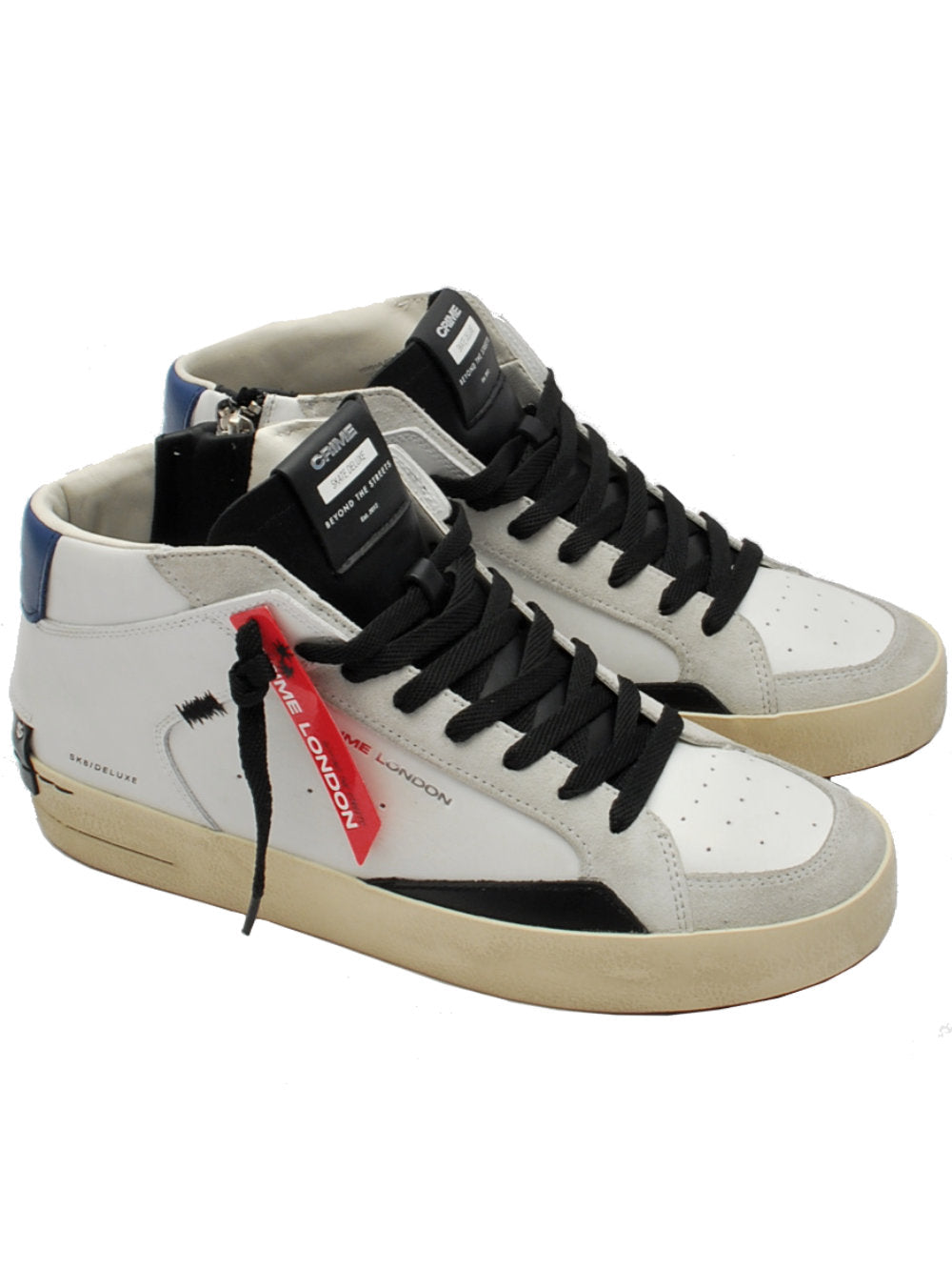 Crime London sneaker sk8 deluxe mid bianco nero 15151 ai24