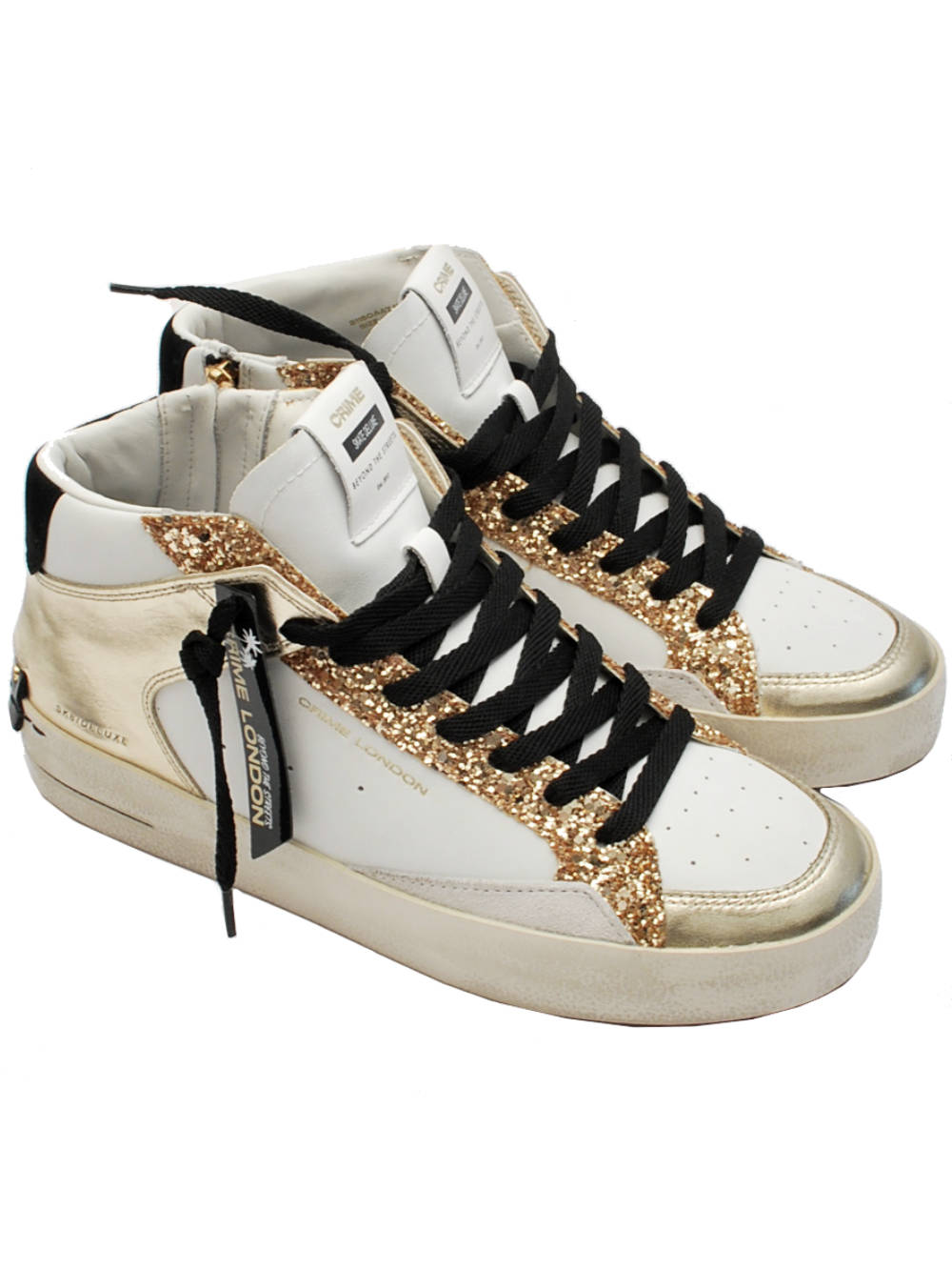 Crime London sneaker sk8 deluxe mid bianco platino 21150 AI24