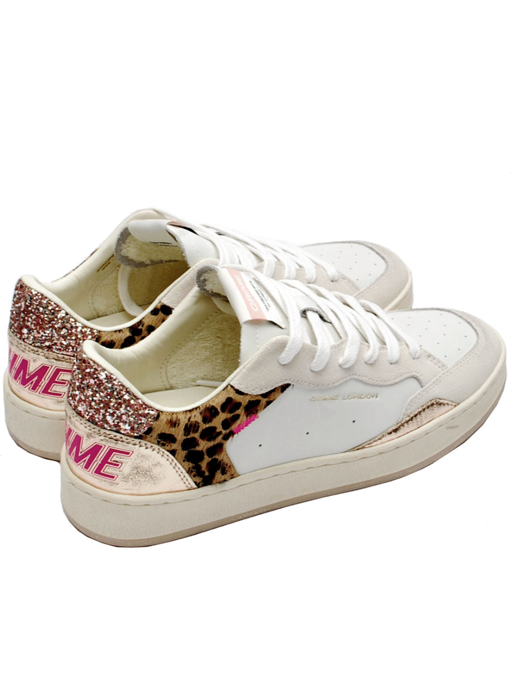 Sneakers Donna Crime London Chelsea Bianco animalier glitter 20201 PE25 - Calzature Nucca - San Bonifacio