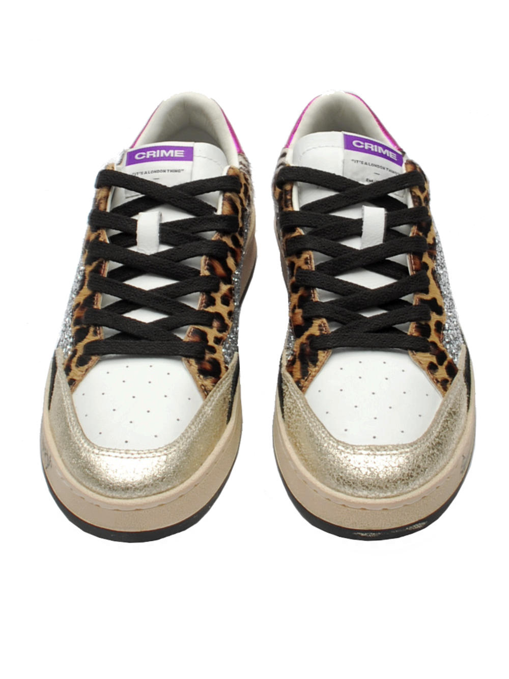 Sneaker Donna Crime London Chelsea 25203 Bianco Oro Cavallino AI25 - Calzature Nucca