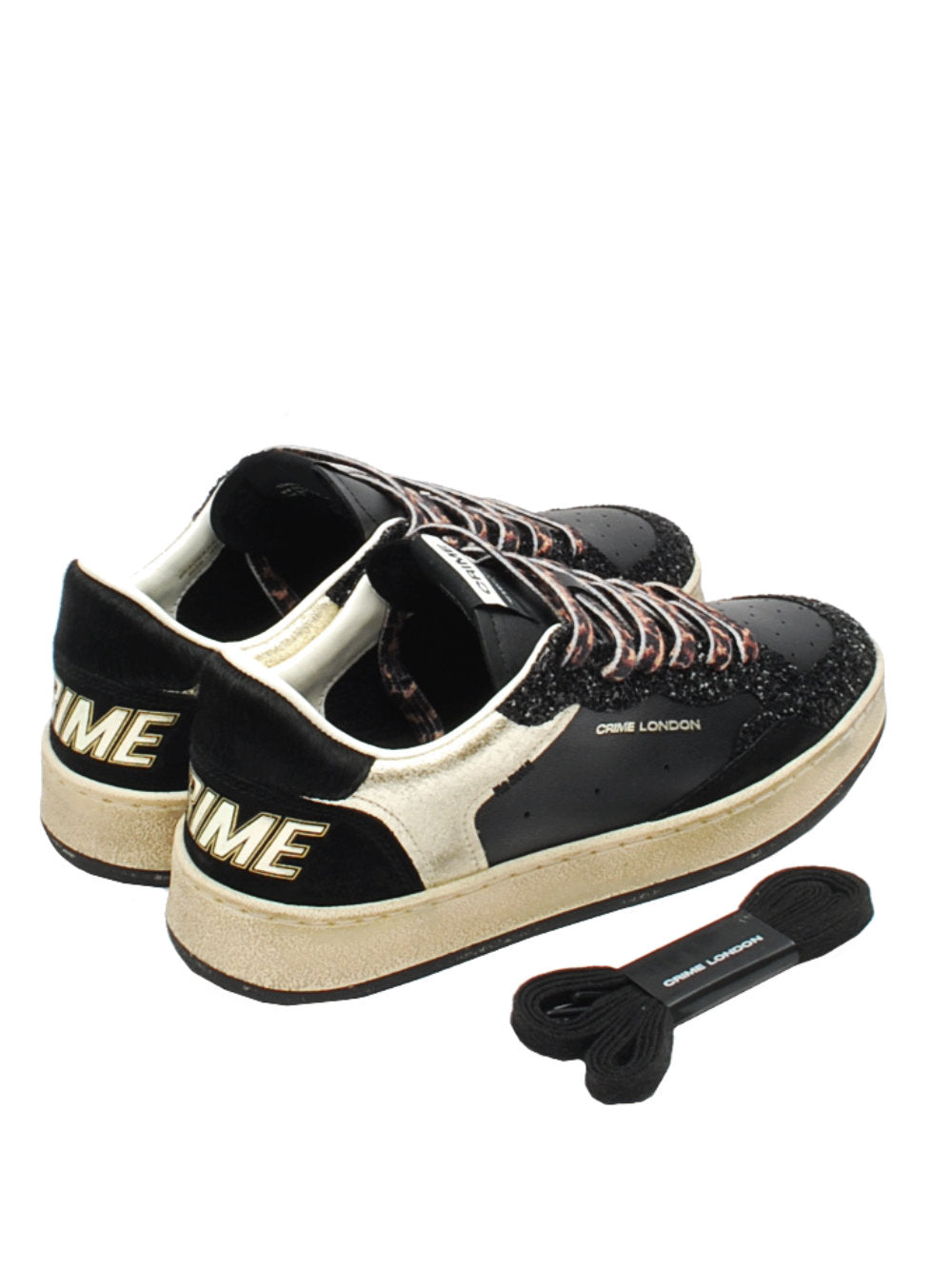 Sneaker Donna Crime London Chelsea 25205 Nero - Glitter & Leopard AI25 - Calzature Nucca