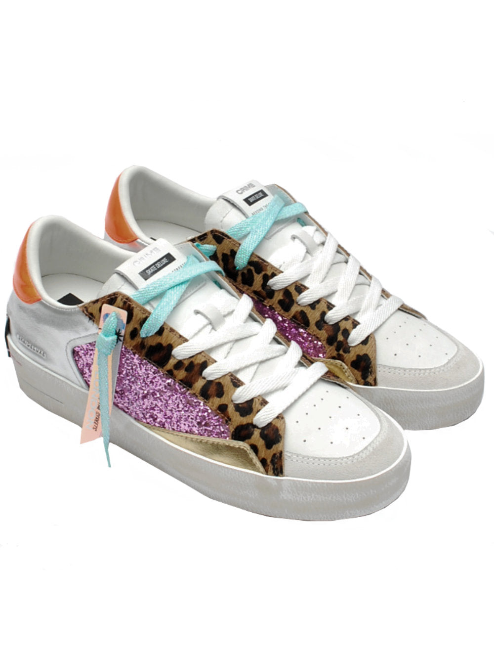 Sneakers Donna Crime London SK8 Deluxe Heel Bianco Leo Glitter Fuxia 20130 PE25 - Calzature Nucca