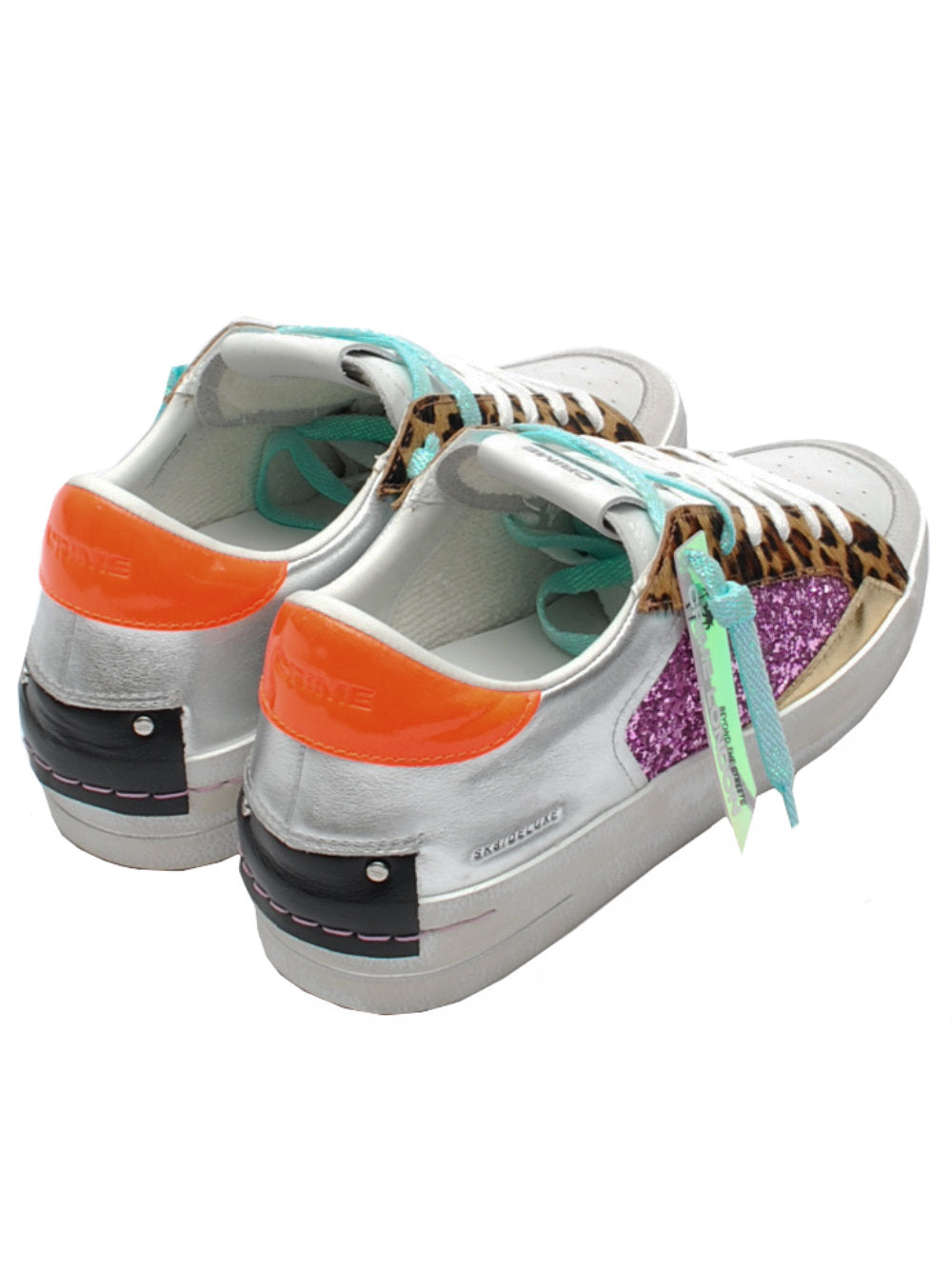 Sneakers Donna Crime London SK8 Deluxe Heel Bianco Leo Glitter Fuxia 20130 PE25 - Calzature Nucca