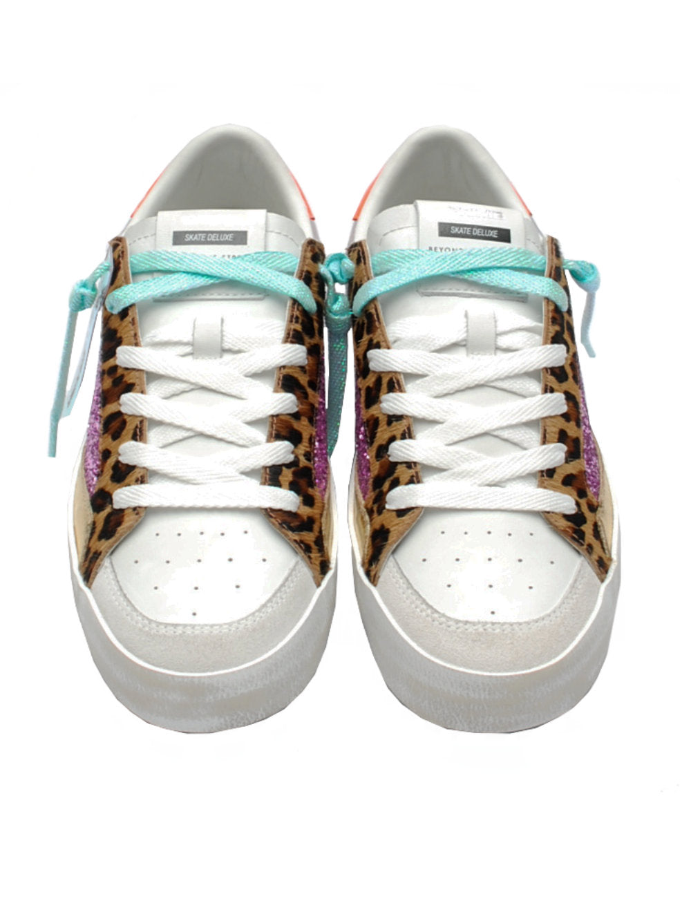 Sneakers Donna Crime London SK8 Deluxe Heel Bianco Leo Glitter Fuxia 20130 PE25 - Calzature Nucca