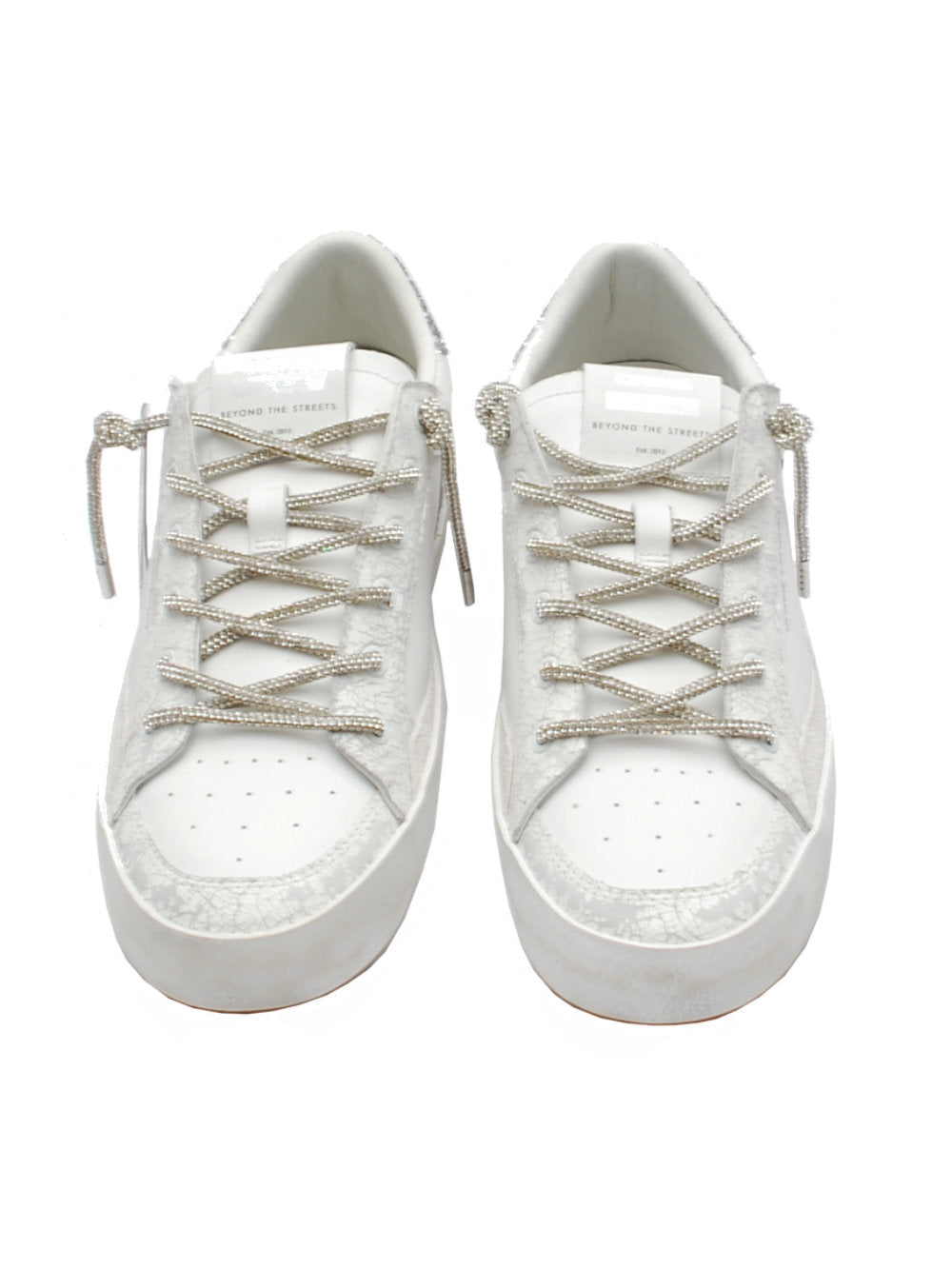 Sneakers Donna Crime London SK8 Deluxe Heel Bianco/Argento Glitter 20132 PE25 - Calzature Nucca