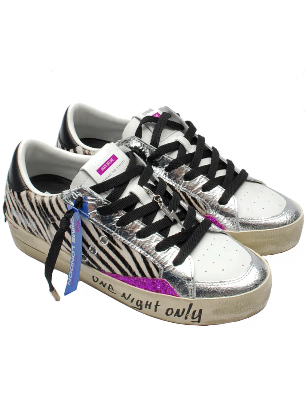 Sneaker Donna Crime London Sk8 Deluxe 25107 Bianco Argento Zebra AI25 - Calzature Nucca