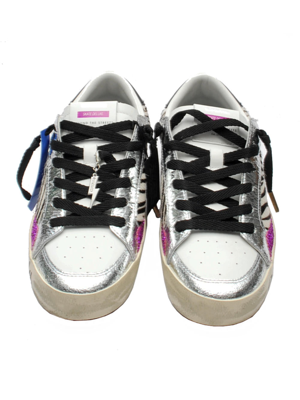 Sneaker Donna Crime London Sk8 Deluxe 25107 Bianco Argento Zebra AI25 - Calzature Nucca