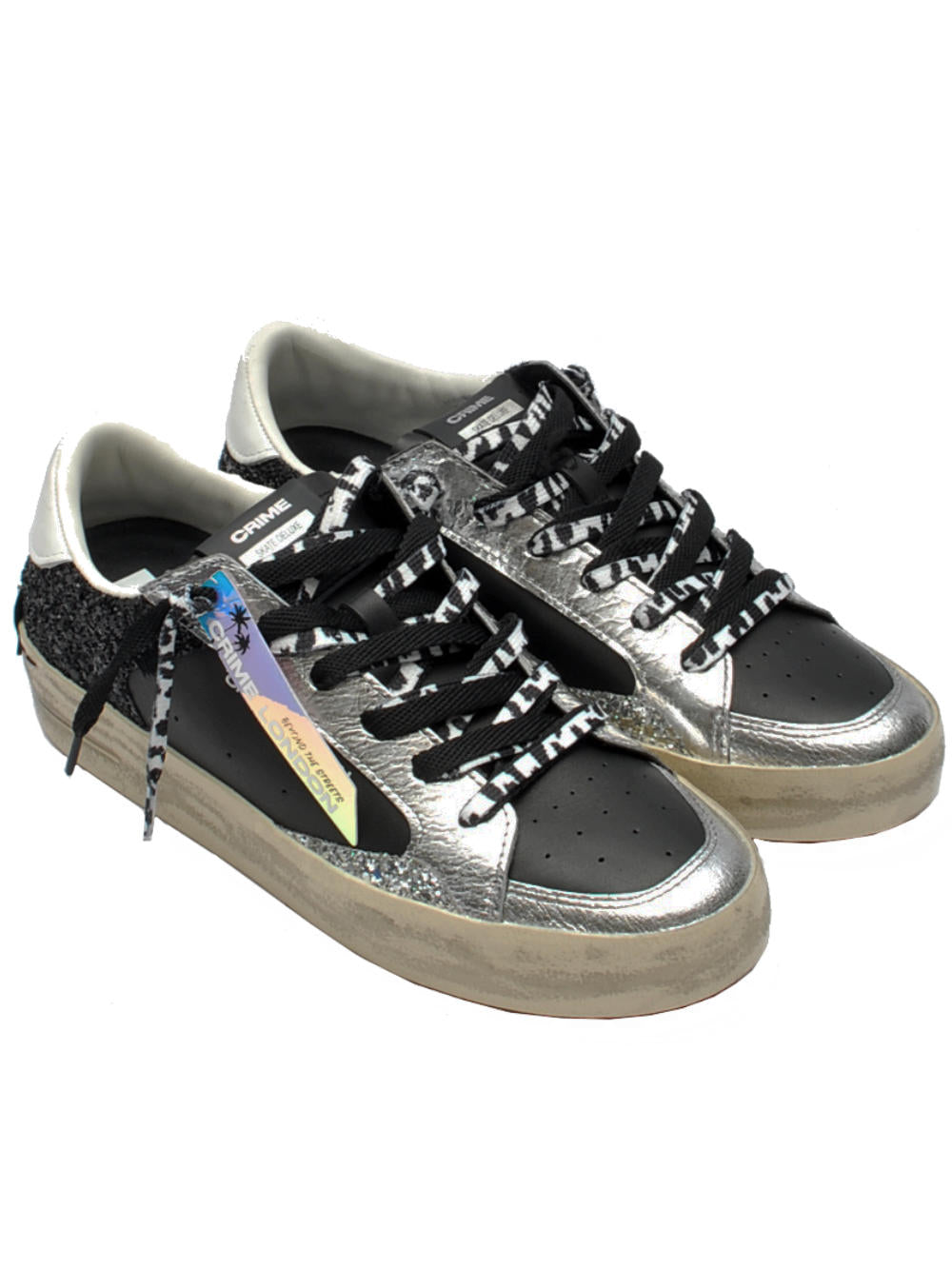 Sneaker Donna Crime London Sk8 Deluxe 25109 Nero Argento AI25 - Calzature Nucca