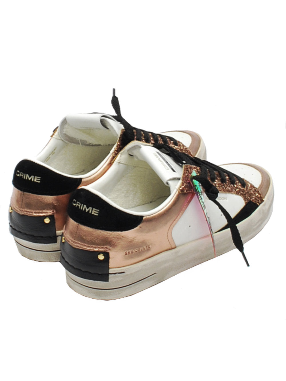 Sneaker Donna Crime London Sk8 Deluxe 25110 Bianco Bronzo AI25 - Calzature Nucca