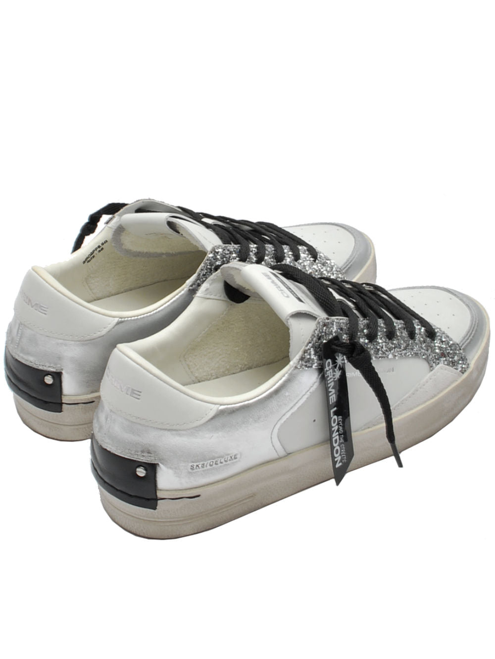 Sneakers Donna Crime London SK8 Deluxe Bianco/Argento Glitter 26102 PE25 - Calzature Nucca - San Bonifacio