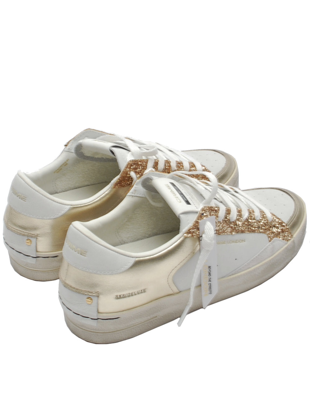 Sneakers Donna Crime London SK8 Deluxe Bianco/Oro Glitter 27107 PE25 - Calzature Nucca - San Bonifacio