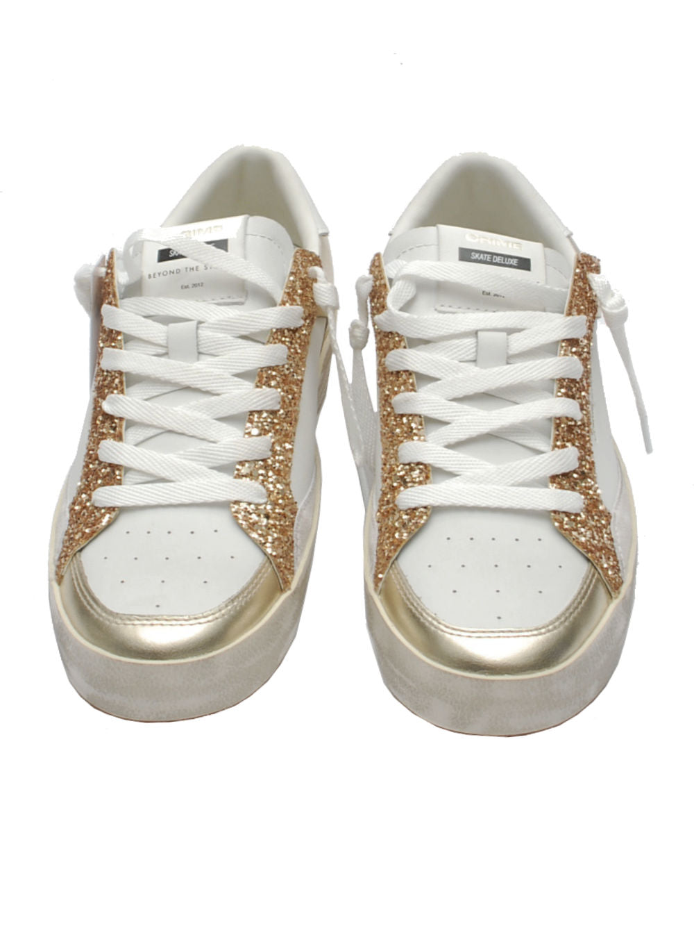 Sneakers Donna Crime London SK8 Deluxe Bianco/Oro Glitter 27107 PE25 - Calzature Nucca - San Bonifacio